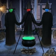Gallickan Halloween Decorations Outdoor, Halloween Party Decorations - Witches Cauldron on Tripod with Lights - Black Plastic Bowl Decoration for Home Yard, Black